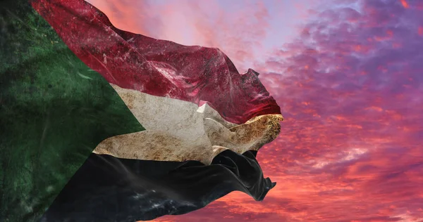 Retro Vlajka Súdánu Grunge Texturou Vlnící Větru Ilustrace — Stock fotografie
