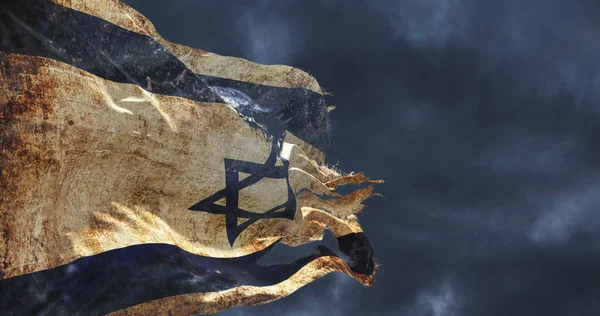 Retro Look Wehte Eine Abgerissene Israelische Flagge Wind Illustration — Stockfoto
