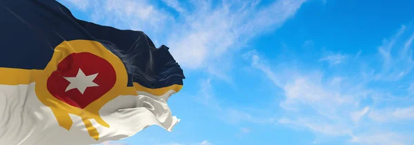 Прапор Талси Хмарному Тлі Неба Заході Сонця Панорамний Вид Патріотична — стокове фото