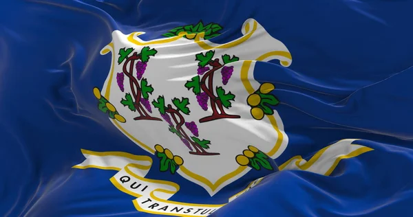 康涅狄格州的国旗在风中飘扬 关于国家的爱国观念 3D说明 — 图库照片