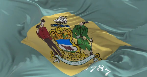 Delaware Zászlója Integet Szélben Hazafias Felfogás Államról Illusztráció — Stock Fotó