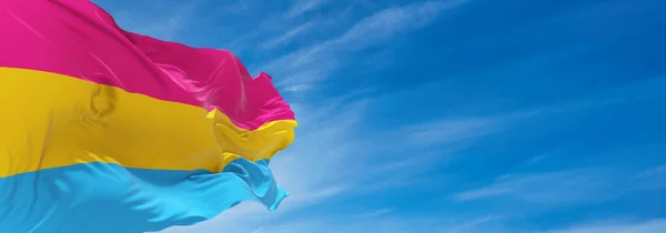 Panseksüellik Gurur Bayrağı Bulutlu Gökyüzünde Rüzgarda Dalgalanıyor Özgürlük Aşk Kavramı — Stok fotoğraf