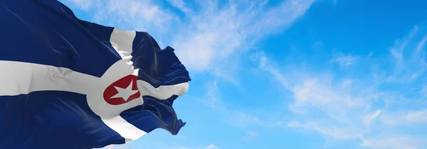 Bandera Indianápolis Fondo Nublado Del Cielo Puesta Del Sol Vista — Foto de Stock