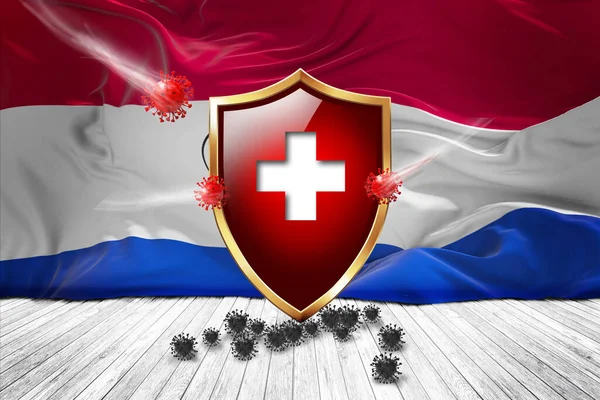 Flaga Paragwaju Metal Shiny Czerwoną Tarczą Ochrona Wirusów Tarcza Higieniczna — Zdjęcie stockowe