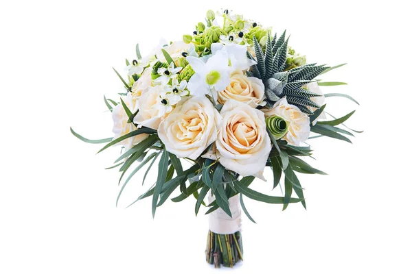 Elegante Bouquet Sposa Fiori Isolati Sfondo Bianco Grande Mazzo Fiori — Foto Stock