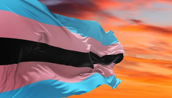 Bandera Negra Trans Ondeando Viento Cielo Nublado Concepto Libertad Amor —  Fotos de Stock