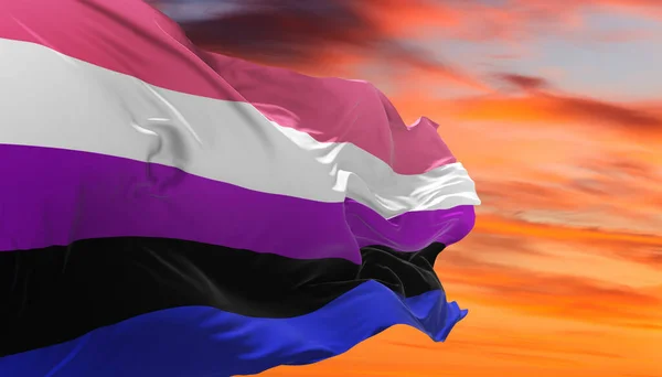 Genderfluidity Bandera Orgullo Ondeando Viento Cielo Nublado Concepto Libertad Amor —  Fotos de Stock