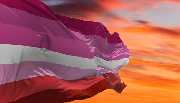 Läppstift Lesbisk Utan Läppar Flagga Viftar Vinden Molnig Himmel Frihet — Stockfoto
