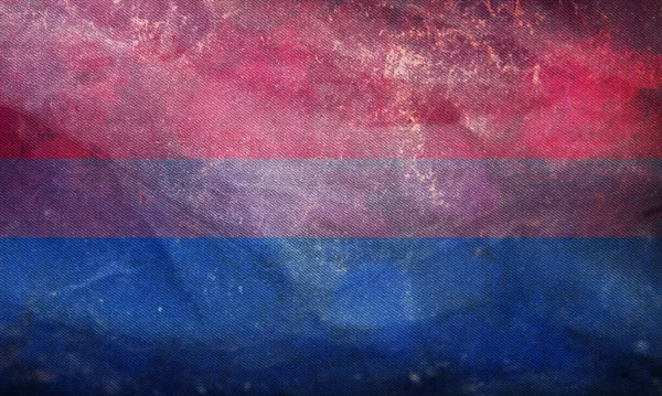 Bandiera Bisessuale Orgoglio Con Trama Tessuto Concetto Uguaglianza Grunge Retro — Foto Stock