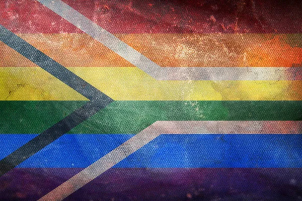 Drapeau Gay South Africa Avec Texture Tissu Concept Égalité Grunge — Photo