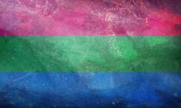 Kumaş Dokulu Çokcinsellik Gururu Bayrağı Eşitlik Kavramı Grunge Retro Düz — Stok fotoğraf