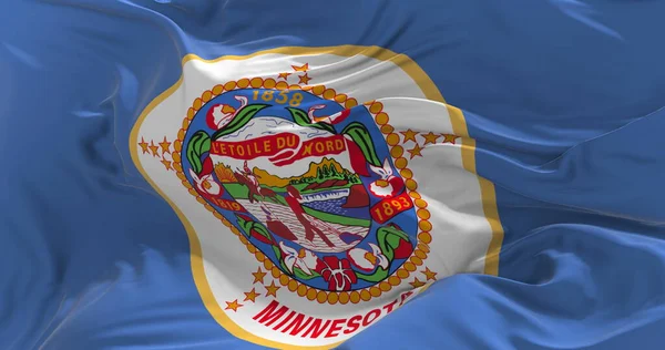 明尼苏达州的国旗在风中飘扬 关于国家的爱国观念 3D说明 — 图库照片