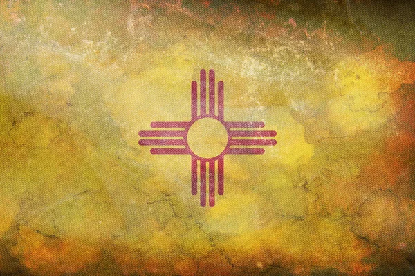 新墨西哥州复古国旗的顶视图 纹理格格不入 国旗背景 — 图库照片
