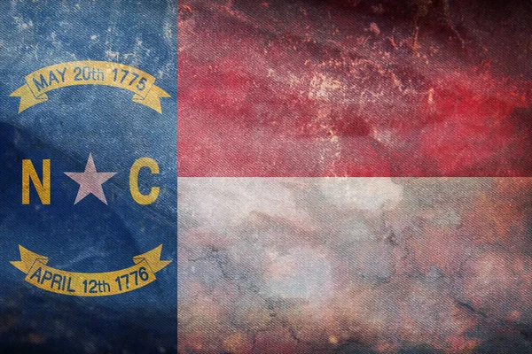 Bovenaanzicht Van Retro Vlag Van North Carolina Met Grunge Textuur — Stockfoto