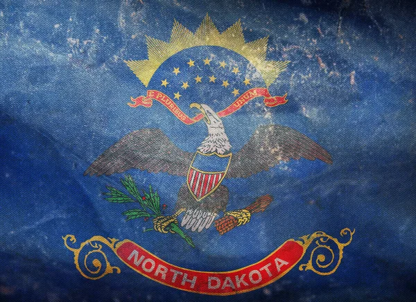 北达科他州复古国旗的顶视图 纹理粗糙 国旗背景 — 图库照片