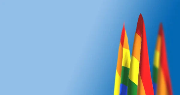 Bandeira Orgulho Gay Acenando Vento Céu Nublado Conceito Liberdade Amor — Fotografia de Stock