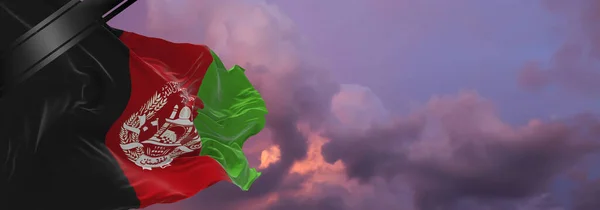Bandera Nacional Afganistán Con Cinta Luto Memoria Las Víctimas Guerra — Foto de Stock