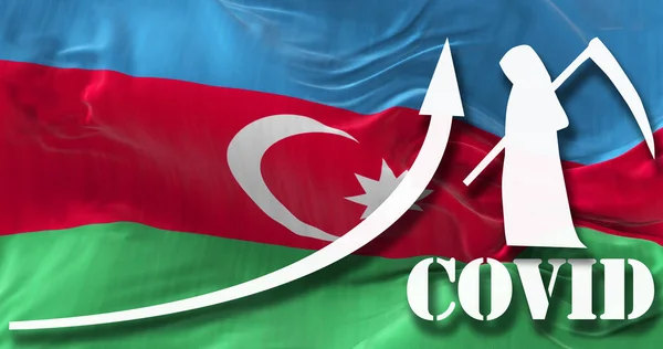 Groeiende Grafiek Van Coronavirus Aantal Doden Azerbeidzjan Tegen Nationale Vlag — Stockfoto