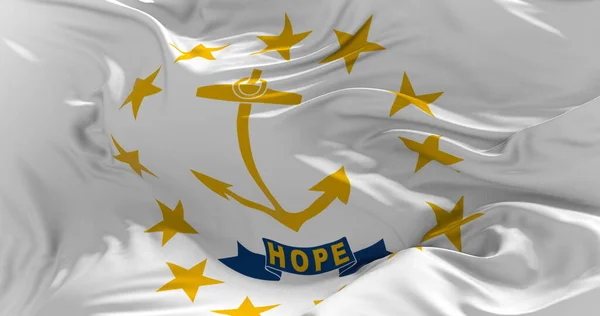 Vlag Van Rhode Island Wapperend Wind Patriottisch Concept Staat Illustratie — Stockfoto