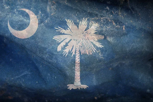 Widok Góry Flagi Retro Karoliny Południowej Grunge Tekstury Tło Bandery — Zdjęcie stockowe