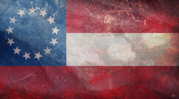 1861 1863年美国南方邦联复古国旗的最高视图 国旗背景 — 图库照片