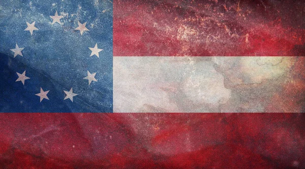 1861年5月至1861年7月美国南方邦联复国国旗的最高视图 国旗背景 — 图库照片
