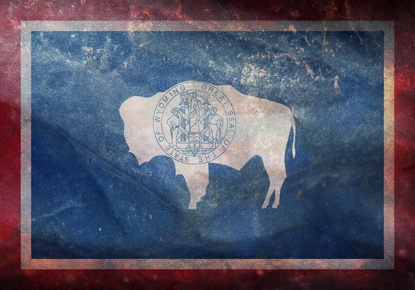 Vista Superior Bandera Retro Wyoming Con Textura Grunge Fondo Bandera —  Fotos de Stock