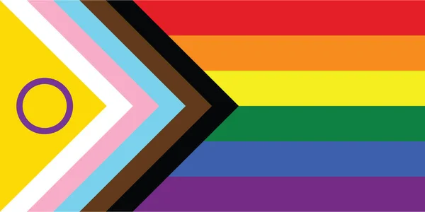 Orgullo Progreso Lgbtq Con Bandera Inclusión Intersexual Concepto Libertad Amor — Archivo Imágenes Vectoriales