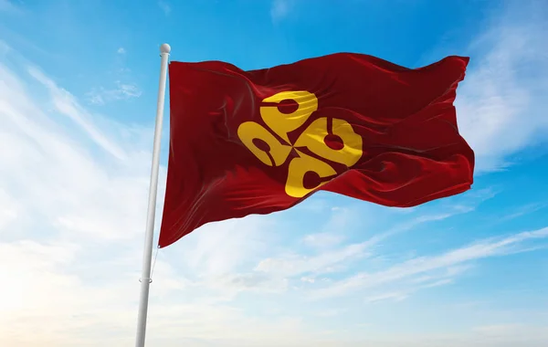 Bandera Oficial Prefectura Shimane Ondeando Viento Sobre Los Asta Bandera —  Fotos de Stock