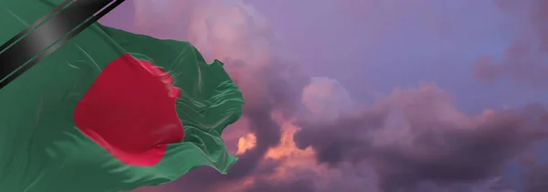 Bandeira Nacional Bangladesh Com Fita Luto Memória Das Vítimas Guerra — Fotografia de Stock