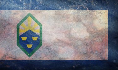 Colorado Springs, Colorado 'nun grunge desenli retro bayrağının üst görüntüsü. Bayrak arkaplanı. Colorado Springs, Colorado Vatansever Konsepti.