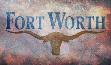 Fort Worth 'un grunge desenli retro bayrağının üst görüntüsü. Bayrak arkaplanı. Fort Worth hakkında vatansever kavram.