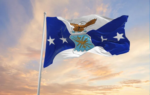 空军副总参谋长的旗帜在风中飘扬 美国国防 复制空间 3D说明 — 图库照片