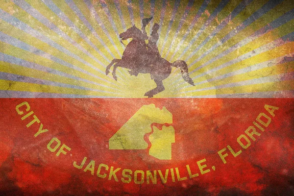 Vue Dessus Drapeau Rétro Jacksonville Floride Avec Texture Grunge Fond — Photo