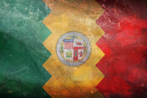 Vista Superior Bandeira Retro Los Angeles Califórnia Com Textura Grunge — Fotografia de Stock