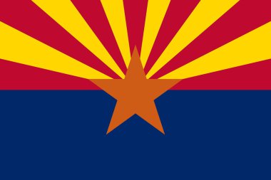 Arizona bayrağının üst görüntüsü, bayrak direği yok. Uçak tasarımı, tasarım. Bayrak arkaplanı.