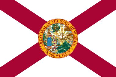 Florida bayrağının üst görüntüsü, bayrak direği yok. Uçak tasarımı, tasarım. Bayrak arkaplanı.