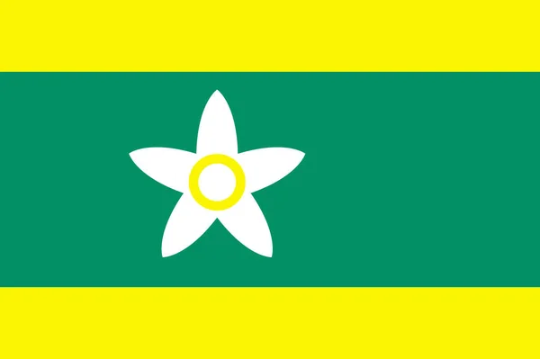 Bovenaanzicht Van Vlag Van Prefectuur Ehime Geen Vlaggenmast Vliegtuigontwerp Indeling — Stockfoto