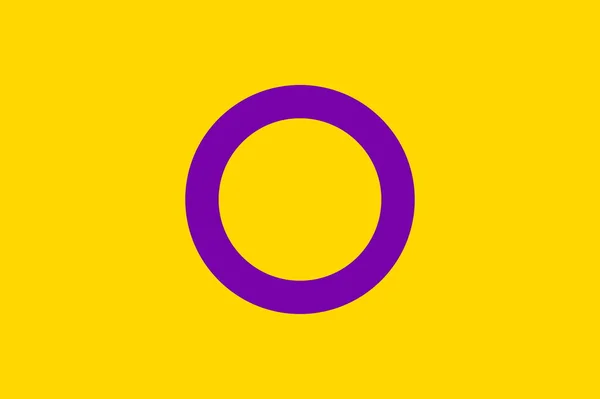 Intersex Prideのフラグのトップビュー 旗竿なし 平面設計 レイアウト 旗の背景 自由と愛の概念 プライド月間だ 行動主義共同体自由 — ストック写真