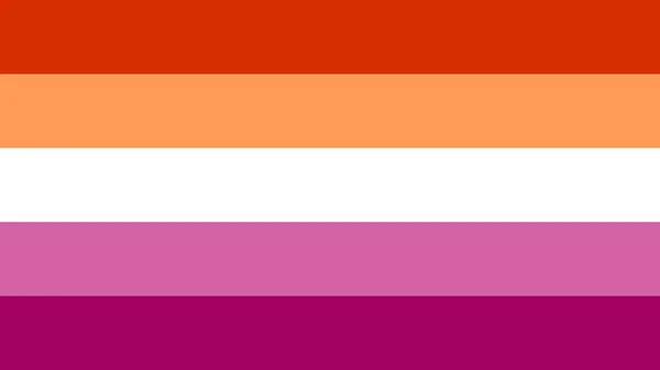 レズビアンプライドの旗のトップビューではない旗竿 平面設計 レイアウト 旗の背景 自由と愛の概念 プライド月間だ 行動主義共同体自由 — ストック写真