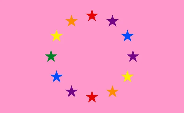 高瞻远瞩的欧洲国旗 粉红的骄傲 没有旗杆 平面设计 国旗背景 自由和爱的概念 骄傲的一个月 行动主义 社区和自由 — 图库照片