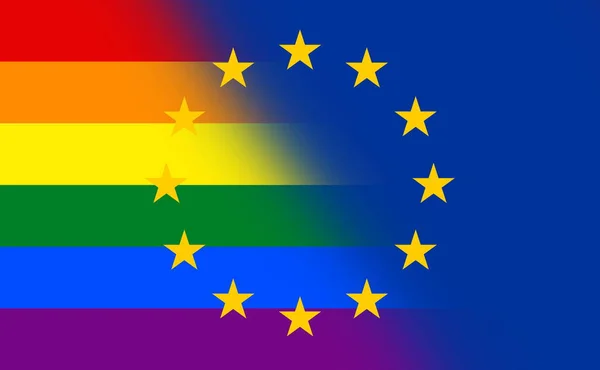 Vista Dall Alto Della Bandiera Dell Europa Orgoglio Gay Arcobaleno — Foto Stock