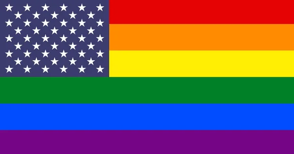 アメリカ合衆国の旗のトップビューは 旗竿誇りをLgbt 平面設計 レイアウト 旗の背景 自由と愛の概念 プライド月間だ 行動主義共同体自由 — ストック写真