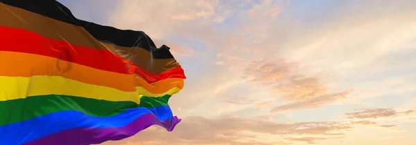 Bandeira Orgulho Filadélfia Acenando Vento Céu Nublado Conceito Liberdade Amor — Fotografia de Stock