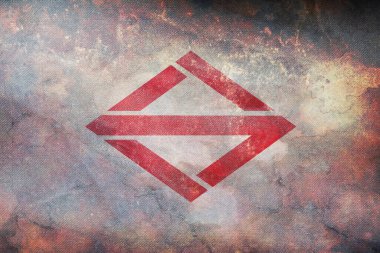 Yokohama 'nın retro bayrağı, grunge desenli Kanagawa, bayrak direği yok. Uçak tasarımı, tasarım. Bayrak arkaplanı.