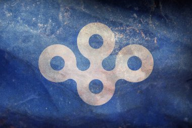 Eski Osaka Bölgesi bayrak direği olmayan grunge desenli retro bayrak manzarası. Uçak tasarımı, tasarım. Bayrak arkaplanı.