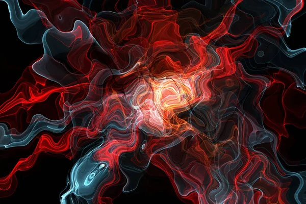 カラフルなアブストラクト煙ライン壁紙 空間内の線で作成された形状 創造的なネオンカラー 近代抽象的背景 — ストック写真