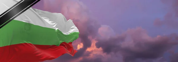 National Flag Bulgaria Mourning Ribbon Memory Victims War Terrorist Attack — Stock Photo, Image