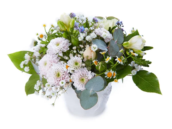 Hochzeitsstrauß Isoliert Auf Weiß Frischer Üppiger Strauß Bunter Blumen — Stockfoto