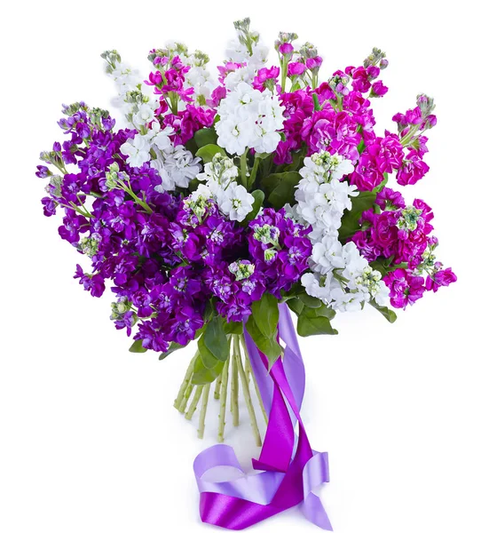 Bukiet Ślubny Odizolowany Biało Świeży Bujny Bukiet Kolorowych Kwiatów — Zdjęcie stockowe